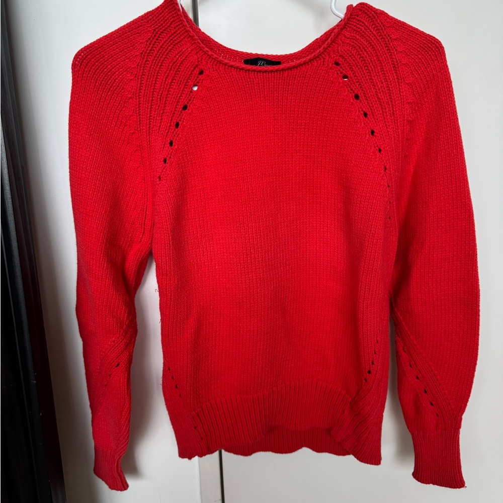 J. Crew Vibrant Red Crew Neck Sweater